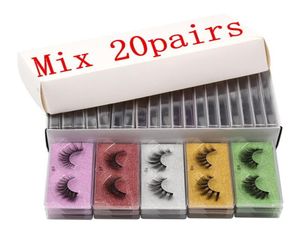 3D -Farb -Wimpern Verpackungsbox farbige Bodenkarte Wimpern mit Locken und Pinzetten natürliche Dicke übertriebenes Make -up Falsches Eye4578776