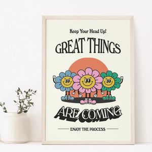 Trend Great Things Coming Citat Emotions Making Us Human Wall Art Wall Art Canvas Målningsaffischer för vardagsrumsheminredning