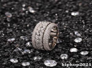 Anello hip hop ad anello di diamanti di diamanti a diamante rotabile Anelli d'argento oro anelli ghiacciati 8274628