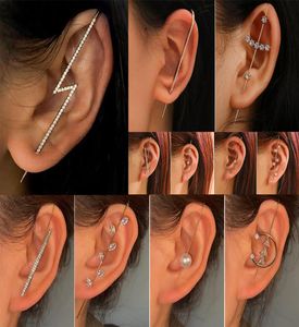 Bohemian Wedding Ear Wrap Crawler Hook Earring Crystal Stud Earrings For Woman Lightning Zirconia Climber Earrings Jewelry2020665