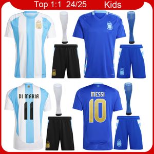 Arjantinas Futbol Formaları Çocuk Futbol Kitleri 2024 Arjantin Ev Away Boys Futbol Jersey Kit 24 25 Di Maria Dybala De Paul Futbol Gömlek Tam Set Maillot Camiseta