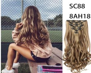 Extensões de cabelo Clipe em ondulação encaracolada 7 PCs Definir peças de cabelo grossas para mulheres 7 clipes por peça BEA153B12799931