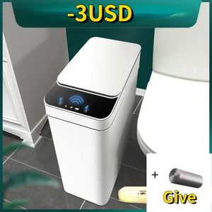 Smart Trash Can Automatic Sensor Garbage For Bathroom Kitchen Cube Living Room Recycle Bins Home Accessories 240408