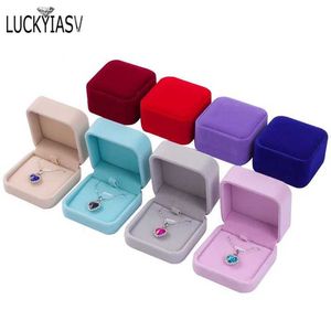 Jewelry Boxes 1 high-quality storage display necklace pendant jewelry box velvet box earrings plastic display box 12 colors