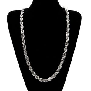 10mm Thick 76cm Long Solid Rope ed Chain 24K Gold Silver Plated Hip hop ed Heavy Necklace 160gram For mens244v