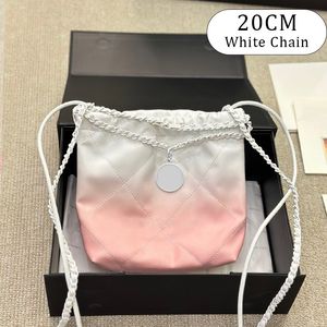 Bolsas de designer de sacos CC Bolsas de ombro de crossbody Bolsa de designer de casca de casco 20 bolsa vermelha branca em corrente aberta bolsa de cordão macia bolsa de couro macia