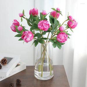 Decorative Flowers Attractive Simulation Flower Real Touch Artificial Non-fading DIY 2 Heads Multi-layer Petals Peony