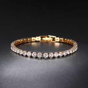Designer 18K gold-plated 4mm cubic zirconia classic tennis bracelet | Women's gold bracelet | Size 17 18 19cm