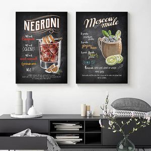 Vintage Bloody Mary Drinks And Cocktails Recipe Menu Poster Canvas Painting Wall Picture For Club Party Kitchen Room Decoration