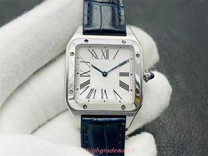 2024 V9 Fabrika Erkek İzle V3 Yükseltme 316L Çelik Gümüş Plakalı Mat Dial Swiss Kuvars Hareket Boyutu 43.5x31.4mm / 38x27.5mm Safir Ayna Deri Kayış