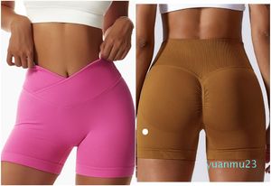 LL-4596 Yoga outfit kvinnors shorts som kör nära passande cykelbyxor tränar vuxen hög midja fitness slitage flickor elastiska heta byxor mager sportkläder