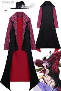 Anime -Kostüme Drakule Mihawk Cosplay Rollenspiel ROBE HAT ANime One Cosplay -Stück Kostüm Erwachsene Männer Rollenspiel Fantasy Fantasy Fancy Dress up Party -Stoff 240411