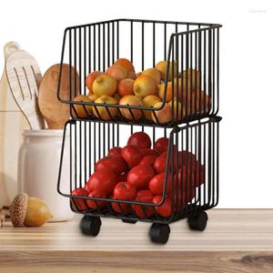 Kitchen Storage Stackable Wire Baskets Fruit Vegetable Basket For Snack Canned Food Pantry Cabinet