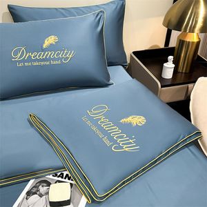 4 PCs/Set Sommer Einfache Eisseide Quilt Tröster gepaarte Duvet Cover Bettblätter und Kissenbezüge Set 150*200 cm