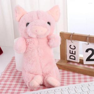 Caixa de lápis de papelaria de porco gordinho Kawaii Capacidade de grande capacidade cartoon de pelúcia rosa engraçado