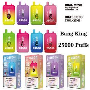 Orijinal Bang King 25000 Puf E-Zigaretten 23 ml 0,8 Ohm Çift Örgü Bobini 0 % 2 % 3 % 5 % 5 Stufe 650 MAH Şarj Edilebilir Pil Vaper