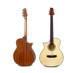 Cavi Guitatura acustica elettrica a sinistra Elettrica 6 corde chitarra color naturale chitarra in legno da 40 pollici con chitarra con pickup per chitarra alta gloss