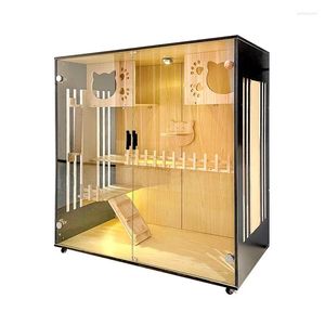 Cat Carriers Cage Villa Household Solid Wood Indoor Cabinet Cattery House Luxury Large Double-Layer