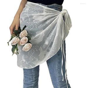 Skirts Women Aesthetic See Through Lace Apron Skirt Vintage Tie Up Sheer Covering Overskirt Add Sophistication To Your Look N7YE
