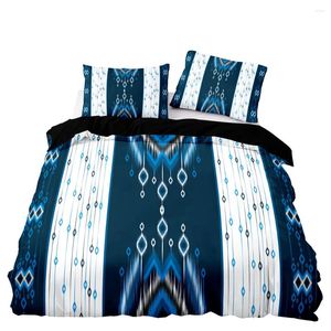 Bettwäsche -Sets Premium High -End -Duvet Cover Blue White Prism Muster Set Doppelte zwei Größe mit Kissenbezug für kurze Style -Heimtextilien