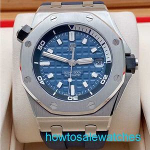 Male AP Wrist Watch Royal Oak Offshore Series 15720ST Precision Steel Blue Plate Back Transparent Mens Fashion Leisure Business Sports Mechanical Diving Watch