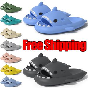 Gratis fraktdesigner Shark Kvinnor tofflor Sliders glider skript skor Sandles Sandale Gai Womens Outdoor Mens Trainers Sneakers