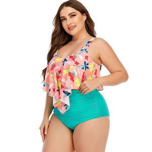 Women Swimwear High Waist Bikini Set Solid Color Plus Size Big Breast Swimsuit Padding Sexy Bather Swimming Wear Bathing Suit