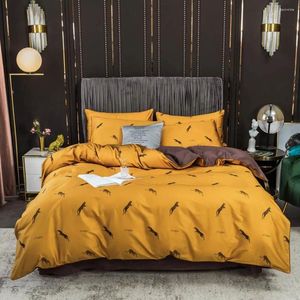 Bedding Sets Svetanya Luxurious Yellow Leopard European 600TC Egyptian Cotton Set Linens Fitted Flat Sheet Pillowcase Quilt Cover