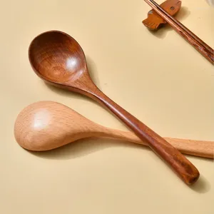 Spoons Japanese Nanmu Small Spoon Children Eating Ice Cream Scoop Wooden Watermelon Jam Round Household Utensils