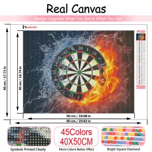 Huacan 5d Diy Diamond Painting Square/Round Ball Fire Decor Home CamiAic Mosaic Football Sports Crystal Picture