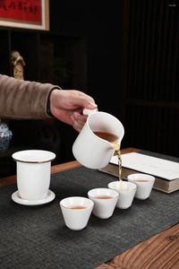 Zestawy herbaciarni Zestaw podróży herbaty czysty biały mahoniowy uchwyt Ceramiczny wygoda