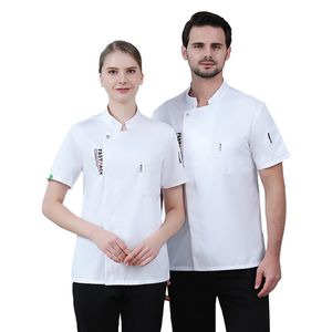 Summer Men's Kitchen Jacket Beautifully embroidered Hotel Cook Shirt Restaurant Cooking Uniform Coffee Shop Bakery Work Clothes