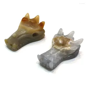 Dekoracyjne figurki 1 PCS Naturalny agat geodia kryształowy smok head ornament