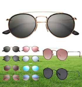 Mode Sonnenbrille rund Doppelbrückenmodell Reales Frauen -Männer Sonnenbrillen mit BLK oder brauner Ledertasche und Einzelhandel P6720382