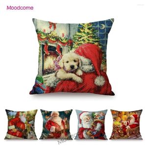 Almofado de pillow Red Christmas Decoration Sofá Cover Papai Noel, desenho animado de natiote de Natal