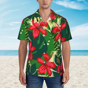 Men's Casual Shirts Tropical Flower Vacation Shirt Mens Funky Floral Art Hawaiian Short Sleeve Graphic Elegant Oversized Blouses Gift