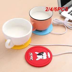 Koppar Saucers 2/4/6pcs Söt tecknad USB varmare termostatisk uppvärmning Elektrisk uppvärmd muggar Office Drink Mat