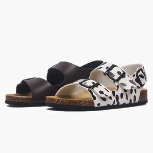 Slipper COSMAGIC 2022 New Summer Beach Cork Sandals Casual Women Outside Non-slip Black White Double Buckle Sandalias Shoe J240410