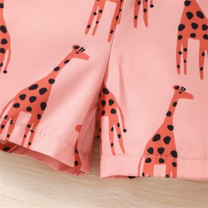 Flickor giraff mönster jumpsuit tonåring bred ben rompers barn sommar avslappnad shorts småbarn kläder faller romper baby flicka