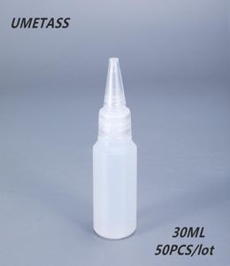 Förvaringsflaskor burkar umetass 30 ml liten pressning PE -plast för limolja rund dropparflaska läcksäker flytande behållare 50pcslo7316650