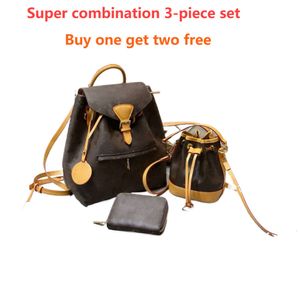Lyxdesigner ryggsäck mini väska plånbok 3 stycke set mode bumbag kvinnor handväska nano axel crossbody väska läder ryggsäckar
