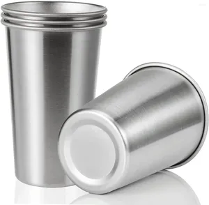 Tassen 4pcs 700 ml 500 ml Edelstahlbecher Metall Pint Unbreakable bruchfestes Trinkgläser Stapelbarer Wasser Becher