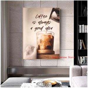 Citazioni di caffè e detti tela dipinti poster e stampe immagini artistiche da parete moderne per soggiorno dono bar per caffè decorazioni per la casa