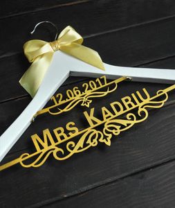 Personalized Wedding Hanger with Date Bridal Custom Name Dress Gift Bridesmaid With Bowknot 2107029251303