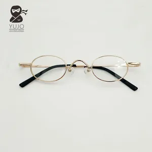 Solglasögon ramar retro liten storlek oval metallglasögel ram lämplig för recept myopi optiska läsglasögon män och kvinnor