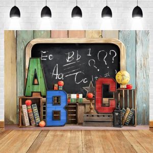 Tillbaka till skolan Bakgrund Blackboard Chalk Figure Scene Foto Bakgrund för Baby Portrait Decor Photograin Studio Rekvisita