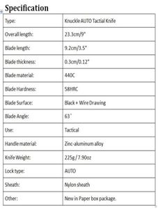 Coltello tattico automatico a tratto di alta qualità 440c Punto a goccia singolo a bordo singolo Fine golfoni da regalo con lama con sacca di nylon 3598794
