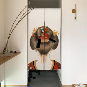 Tende porte in stile giapponese Donne rosa sakura kimono motivi per mezza tenda cucina camera da letto izakaya decorazioni per porte.