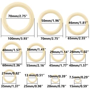 11 Size Natural Wood Circle DIY Crafts For Jewelry Making Baby Teething Wooden Ring Kids Toy Ornaments Accessories Jewelry DIY
