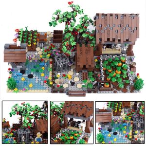 MOC City Farm Building Block Gemüse Garten Obstgarten Ziegen Pferd Schwein Tierhund Nistblumenzubehör Ziegel Spielzeug Geschenk Mo83